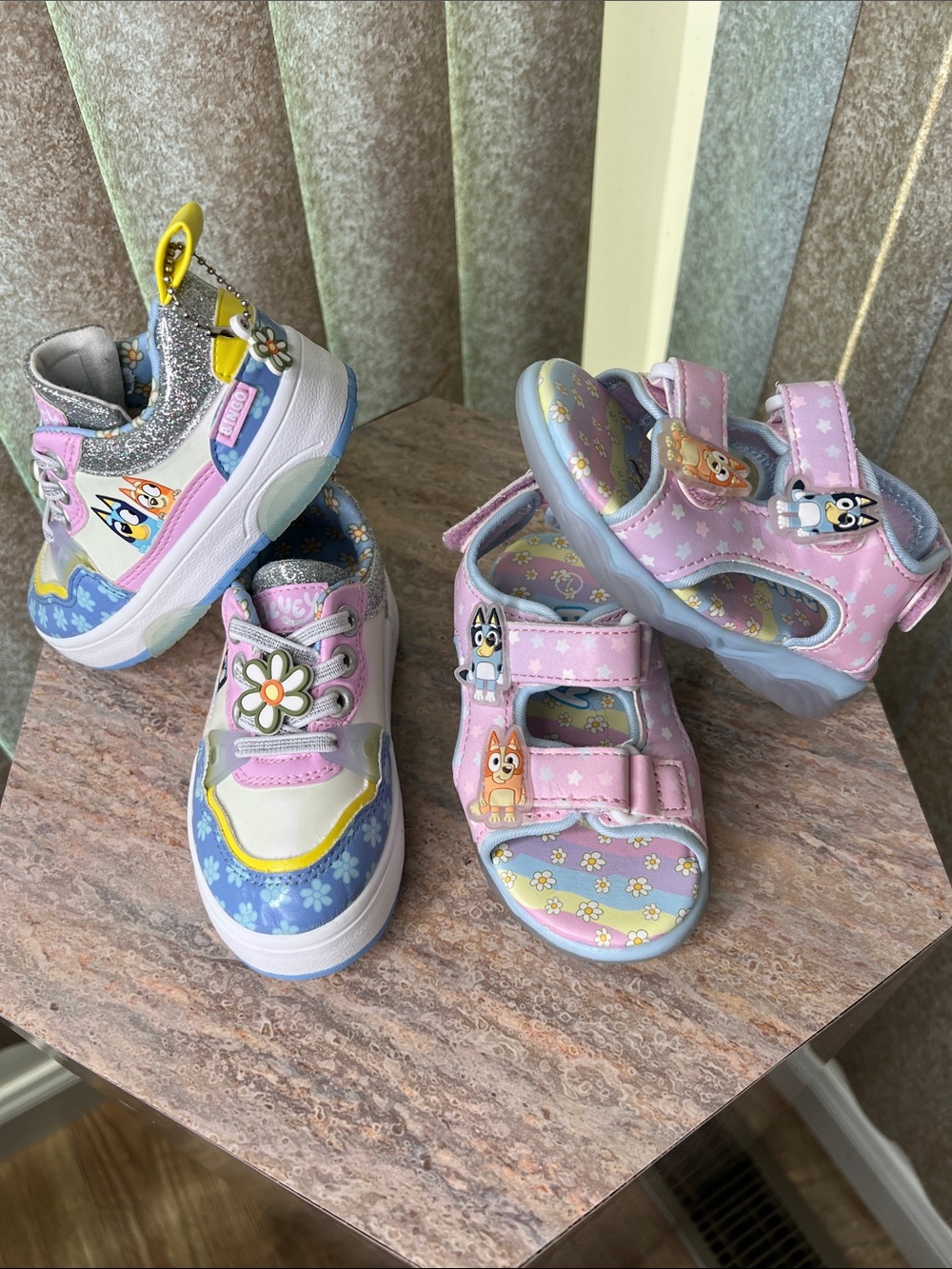 Groundup Bluey’s Kids' Pink & Blue Cartoon Flower Sandals and Sneakers Set S-7
